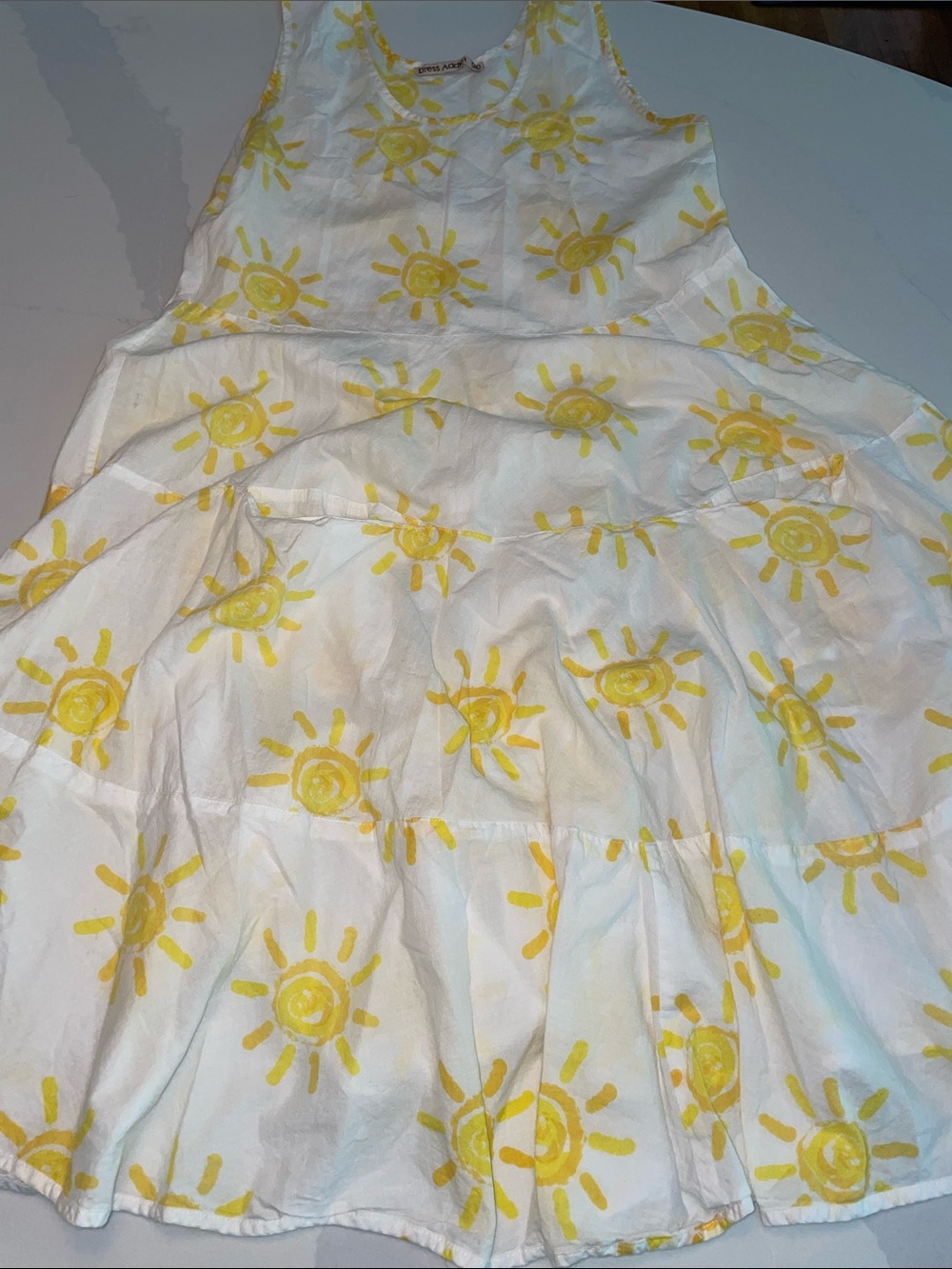 Dress Addict XS Sun Print White and Yellow Sleeveless Dress cotton
